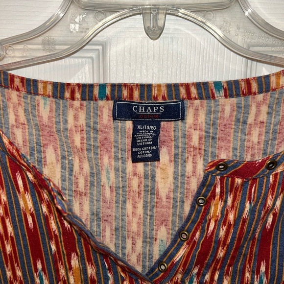 Chaps Women's 3/4 Length Multicolor Striped Top Size XL - Picture 2 of 3
